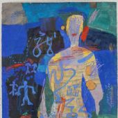 梁铨 儿子 1989-1990 色、墨宣纸拼贴 120×90cm