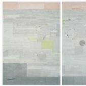 梁铨 祖先的海 2011 双联画 水墨，色，宣纸拼贴于亚麻布200×140cm×2 2011