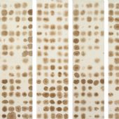 梁铨 茶和一点点咖啡 2001 咖啡、茶、色、墨、宣纸拼贴 178×48cm×4