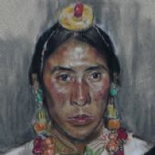 雍欠卓玛（色粉。木碳）80x57cm 2009年