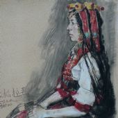 玉树舞蹈演员（色粉）80x60cm  李晓林 2009年