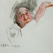 法国老人（水彩、木碳）46x38cm 2007年