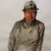 坑口的矿工（水彩、色粉）54x47cm 2007年