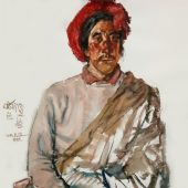 康巴人（水彩）54x48cm  李晓林 2011年