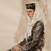 塔吉克舞蹈演员（水彩）54x48cm  李晓林