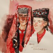 塔吉克新娘（水彩）54x48cm  李晓林 2011年