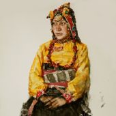 玉树演员才阳（水彩）76x57cm  李晓林 2009年