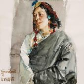 占玛泽错（水彩）李晓林 2011年