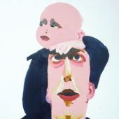 《父与子》1996年183x90.5cm油漆 亚麻布