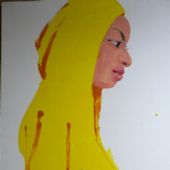 《瞑》1996年183x90.5cm油漆 亚麻布