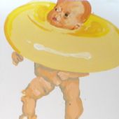 《水疗》2008年90x250cm油漆亚麻布