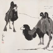骆驼，77cm×107cm，国画，20 世纪 70 年代