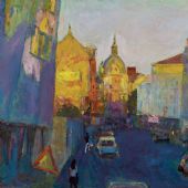 都市暮色，油画，80cm×100cm，2006 年