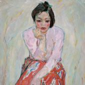 红裙女人像，92cm×73cm，油画，1980 年