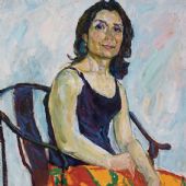 老式沙发上的女士，81cm×65cm，油画，2007 年