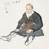 新疆老人，68cm×68cm，国画，2013 年