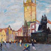 布拉格广场，92cm×122cm，油画，2014 年