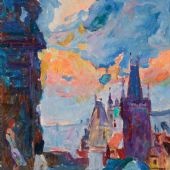 查理桥（一），39cm×39cm，油画，2006 年