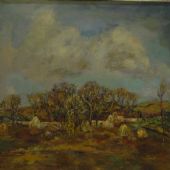 故鄉風景-100X100cm 油画 1988年