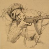 罗工柳 来一个杀一个 1952 年 素描 33.5×37.5cm 家属藏