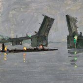 白夜 罗工柳 1957年 纸板油彩 10×17cm 家属藏