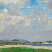 第聂伯河 罗工柳  1957年 纸板油彩 10×17cm 家属藏