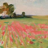 荞麦地 罗工柳 1957年 纸板油彩 12×16cm 家属藏