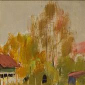 篱笆墙 罗工柳1957 年 纸板油彩17.5×12.5cm 家属藏