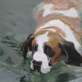 《波比游泳》100x80cm 布上油画