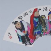 戏曲人物  纸本重彩扇面2009年