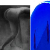 《自拍·iphone·NO,2018.01》水墨宣纸2+影像1.156x200cm.140x180cm.100x180cm. 2018.蔡广斌