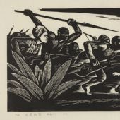 赤道战鼓组画之三，51×38cm，黑白木刻，1965