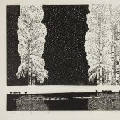 春江雪，44.5×69.5cm，黑白木刻，1998