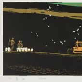 春曲，49×28cm，套色木刻，1979