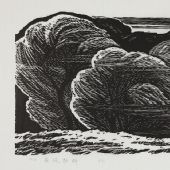 疾风劲柳，56×37cm，黑白木刻，1980