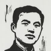 《社会主义在中国的传播》邓中夏烈士，13×9.5cm，黑白木刻，1982
