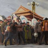 十里长街（万众心相随）- 林岗，葛鹏仁 油画 150x310cm 1976 中国国家博物馆藏