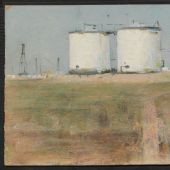 晨——海上油井NO.4 19.3x23.5 纸板油画 1976