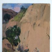 黄土路 林岗- 34x26cm 纸板油画 1963