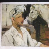 马倌 林岗-33x48.2cm 纸本油画 1966