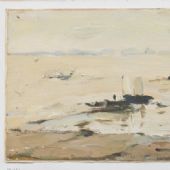 湘江畔 14x36cm 纸板油画 1964