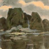 雨后-42.5x36.5cm-纸板油画1980