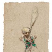 自转200×50㎝纸本色粉2014年