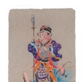 仙人指路200×50㎝纸本色粉2016年