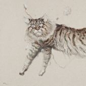 病猫,纸本色粉70×138㎝2012年