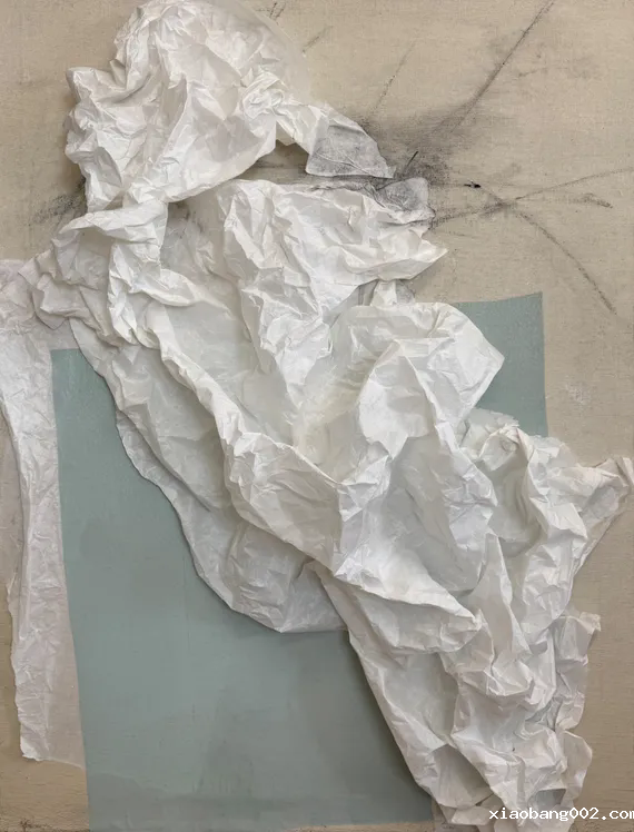 Lin Yan, Re-encounter, 2025.  Xuan paper, silk & charcoal on canvas, 116x90cm, 120x91x22cm (incl frame)..png