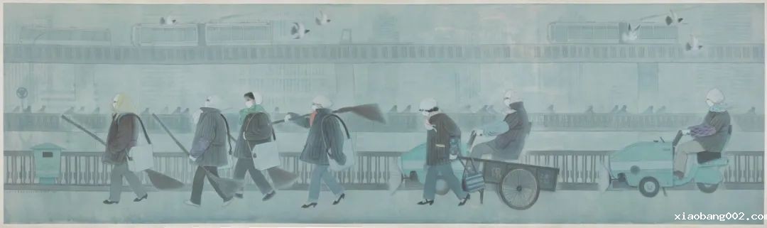11 Liu Jingui, Cleaners, 173cm×460cm, Ink and color on paper, 1984, CAFAM Collection.jpg