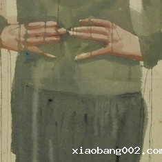 Li Fan, Dull and Heavy, 2004; watercolor, acrylic and hemp paper, 275x65cm