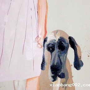 Li Fan, Pink Dress, 2006; paint on linen, 2500x90cm