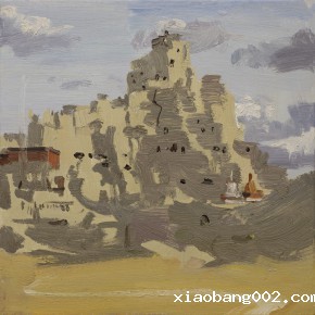 69 Yuan Yuan, Guge in the Evening, oil on canvas, 40 x 40 cm, 2011